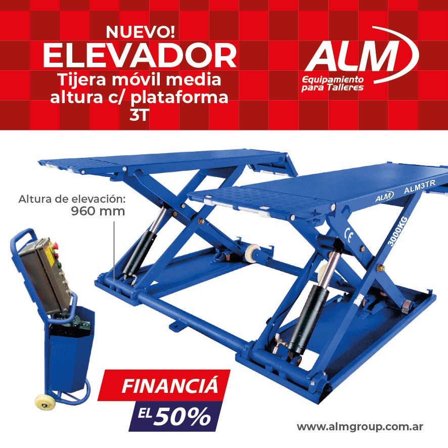 Elevador tijera móvil media altura con plataforma 3T